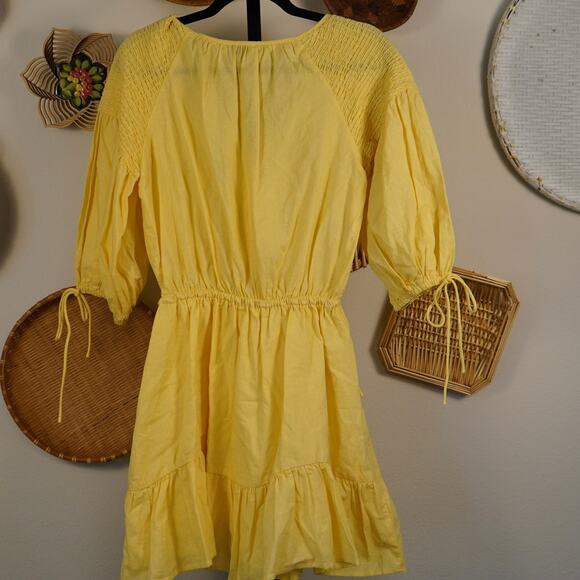 sabo anouk Drawstring Waist Mini Dress Yellow Womens Size XS - Picture 5 of 8